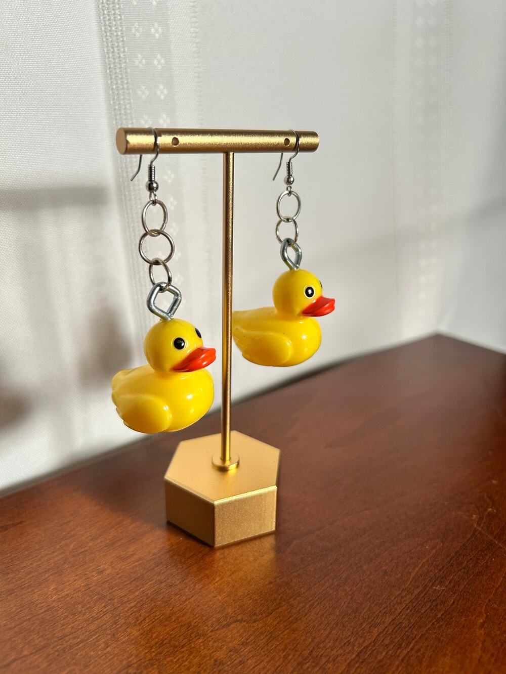 Cute Yellow Duck Stud Earrings Gold Tone Novelty Animal Fashion Jewelry